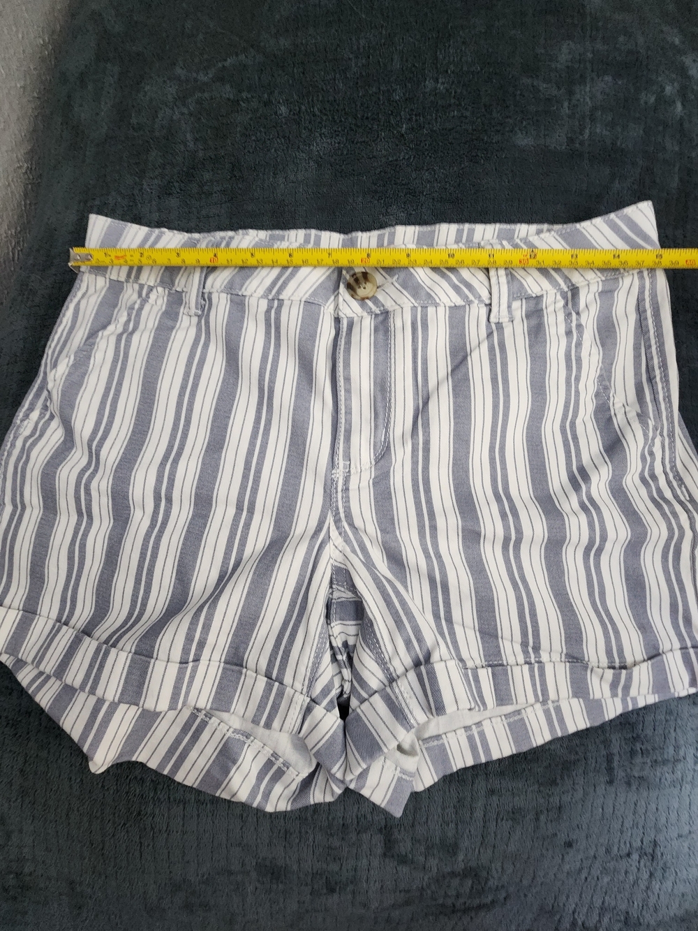 SO White and Blue Vertical Stripe Shorts
